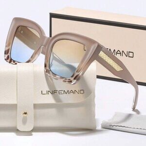 LINFEMAND Chic Cat Eye Frame, Fashion Sunglasses - Mocha/Tortoise Print New